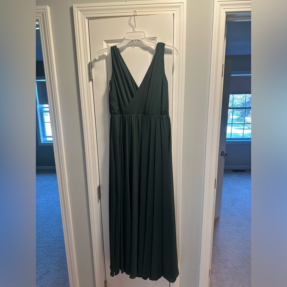 Watters bridesmaid dress; Style: Charlie; Color: Evergreen